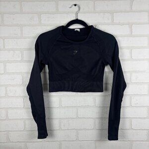 Gymshark Flex Sports Long Sleeve Crop Top - Black